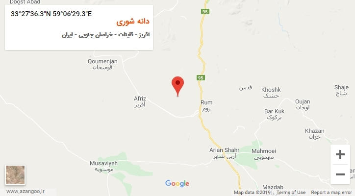 روستای دانه شوری بر روی نقشه