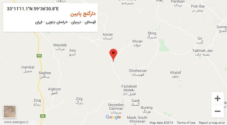 روستای دارگنج پایین بر روی نقشه