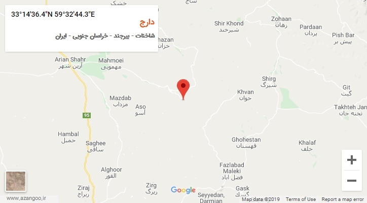 روستای دارج بر روی نقشه