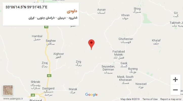 روستای داودی بر روی نقشه