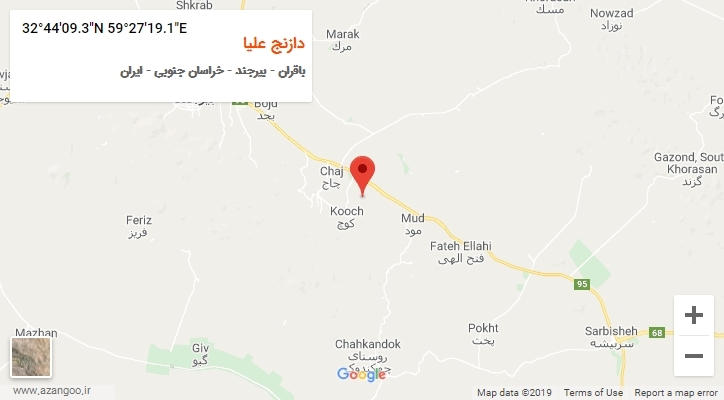 روستای دازنج علیا بر روی نقشه