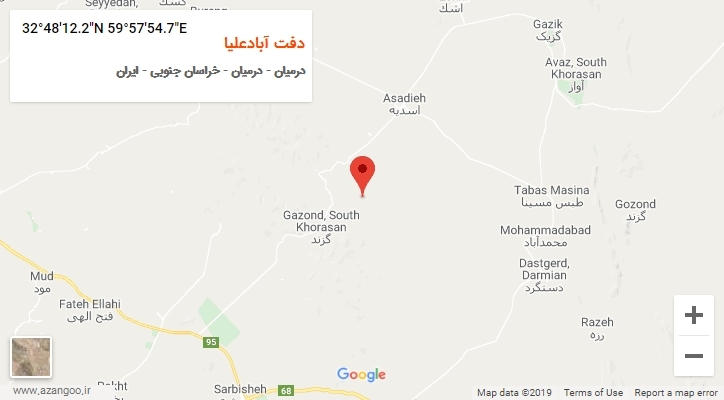 روستای دفت آبادعلیا بر روی نقشه