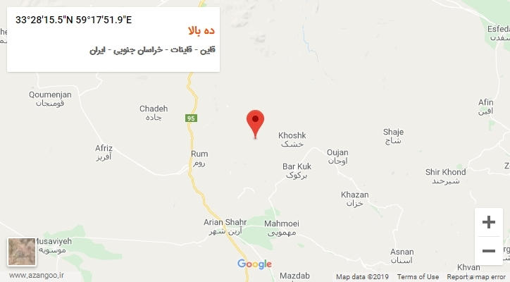 روستای ده بالا بر روی نقشه