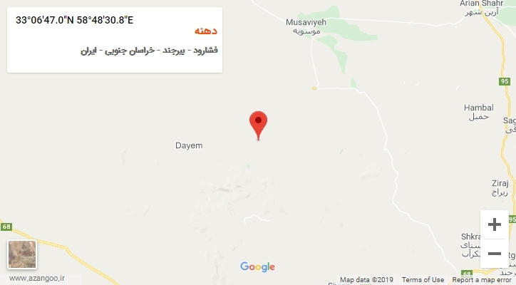 روستای دهنه بر روی نقشه
