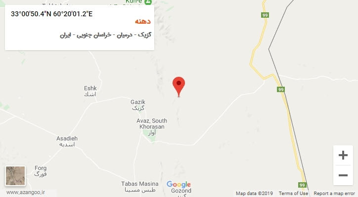 روستای دهنه بر روی نقشه