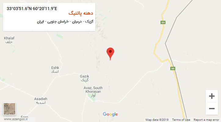 روستای دهنه پاتنیگ بر روی نقشه