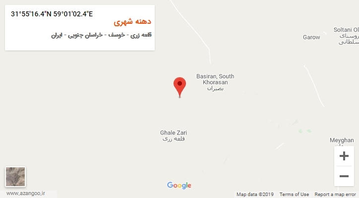 روستای دهنه شهری بر روی نقشه