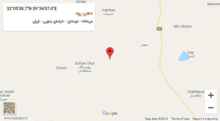 روستای دهن رود بر روی نقشه