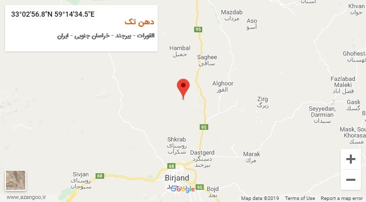 روستای دهن تک بر روی نقشه