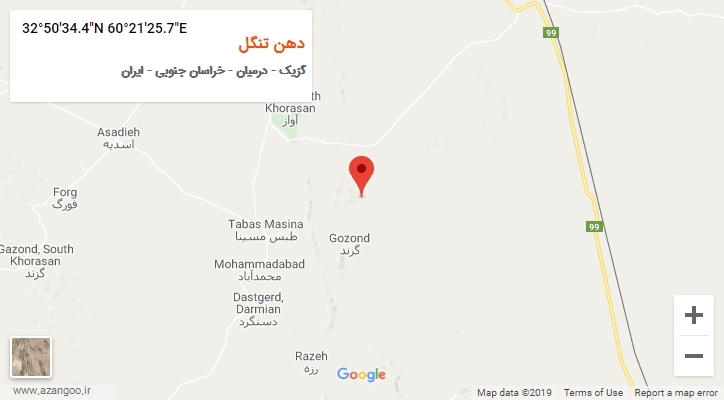روستای دهن تنگل بر روی نقشه