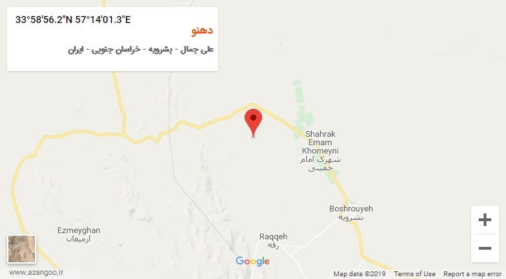 روستای دهنو بر روی نقشه