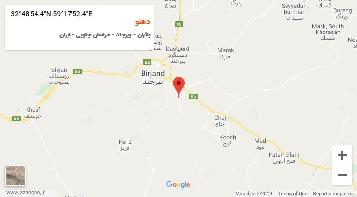 روستای دهنو بر روی نقشه