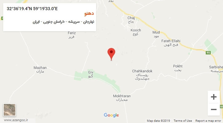 روستای دهنو بر روی نقشه