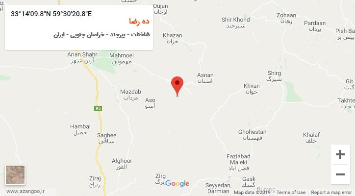 روستای ده رضا بر روی نقشه