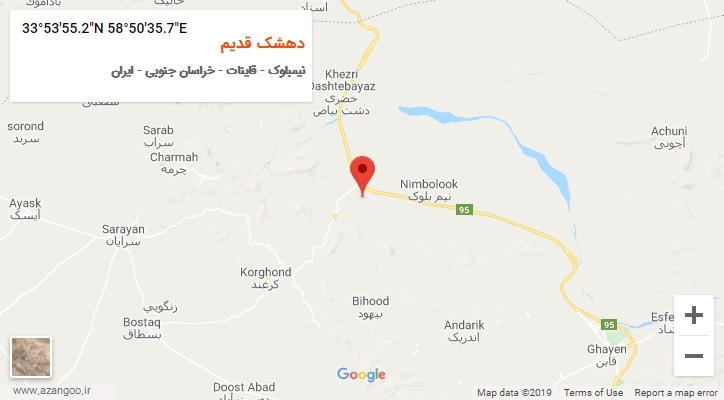 روستای دهشک قدیم بر روی نقشه