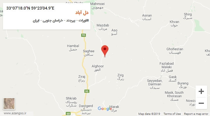 روستای دل آباد بر روی نقشه