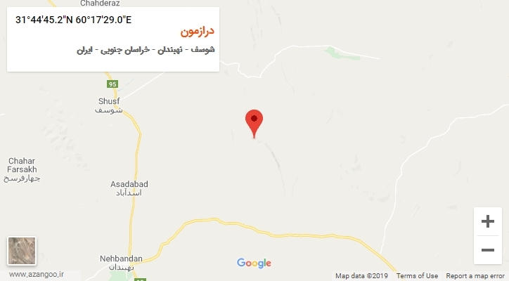روستای درازمون بر روی نقشه