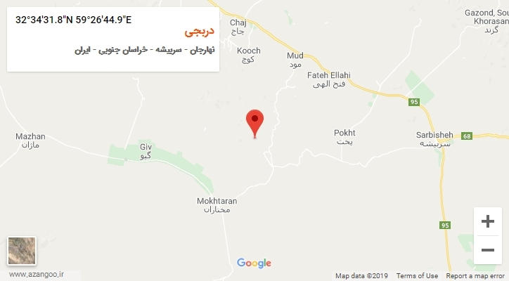 روستای دربجی بر روی نقشه
