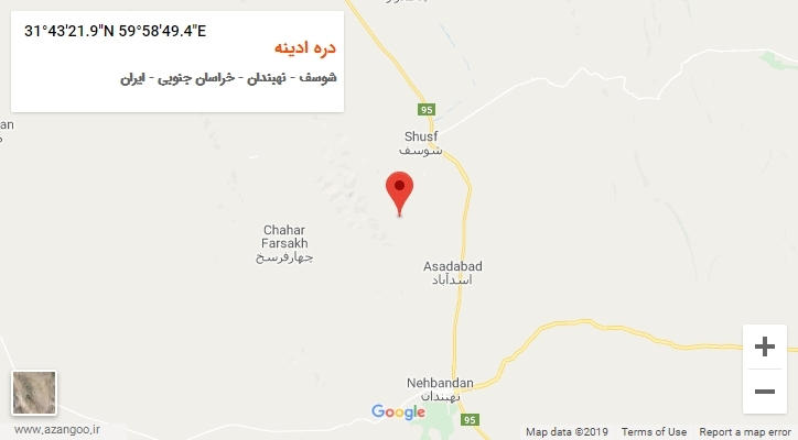 روستای دره ادینه بر روی نقشه