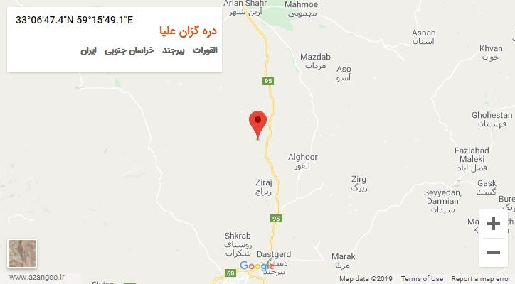روستای دره گزان علیا بر روی نقشه