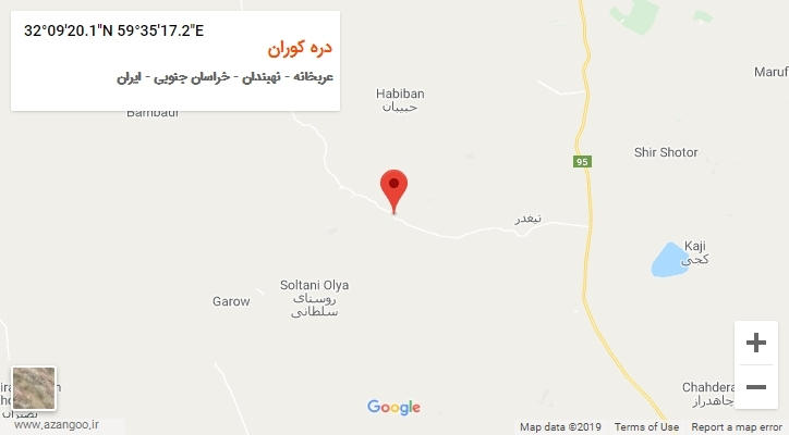روستای دره کوران بر روی نقشه