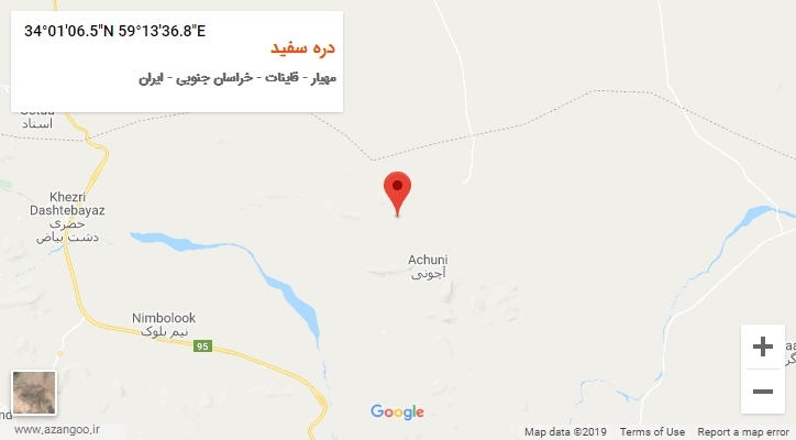 روستای دره سفید بر روی نقشه