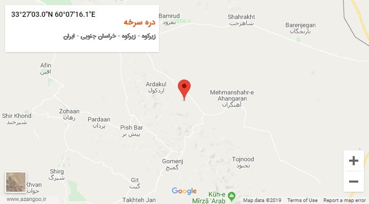 روستای دره سرخه بر روی نقشه