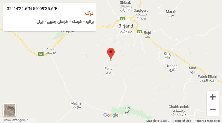 روستای درک بر روی نقشه