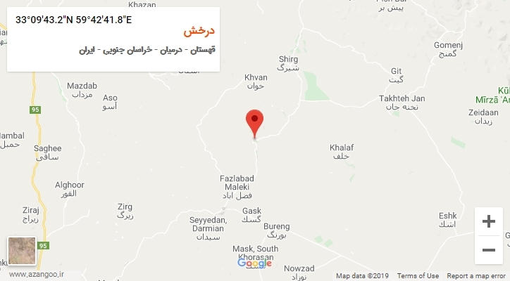 روستای درخش بر روی نقشه