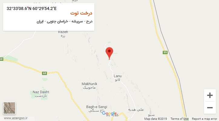 روستای درخت توت بر روی نقشه