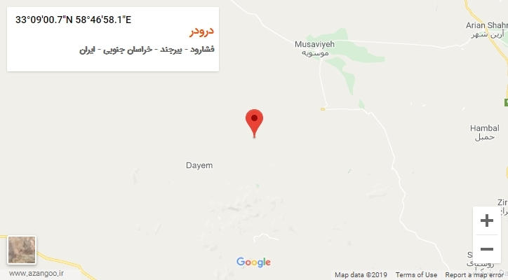 روستای درودر بر روی نقشه