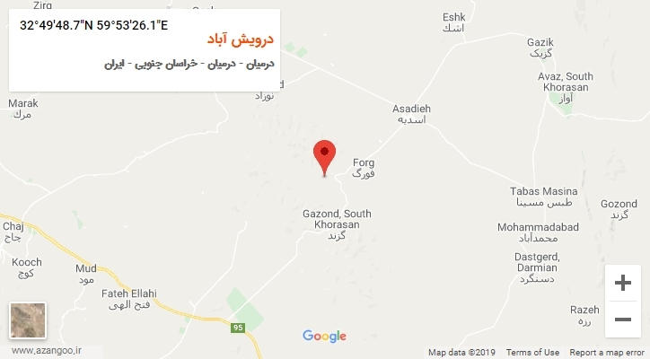 روستای درویش آباد بر روی نقشه