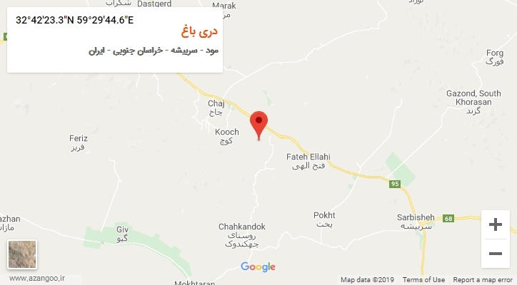 روستای دری باغ بر روی نقشه
