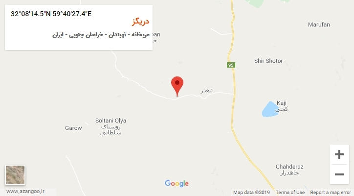 روستای دریگز بر روی نقشه
