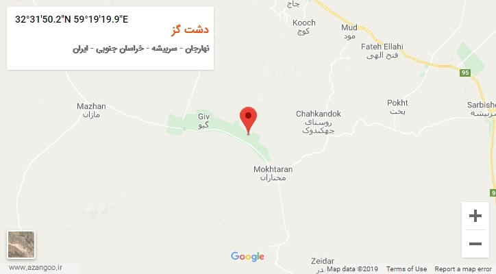 روستای دشت گز بر روی نقشه