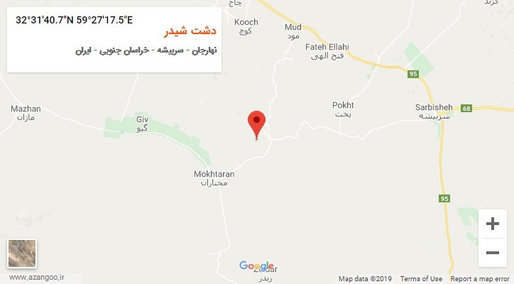 روستای دشت شیدر بر روی نقشه