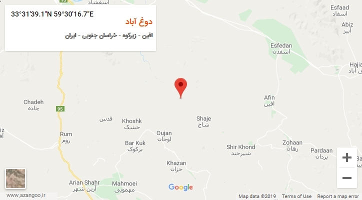 روستای دوغ آباد بر روی نقشه