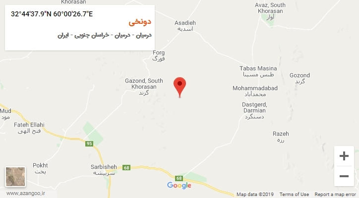 روستای دونخی بر روی نقشه
