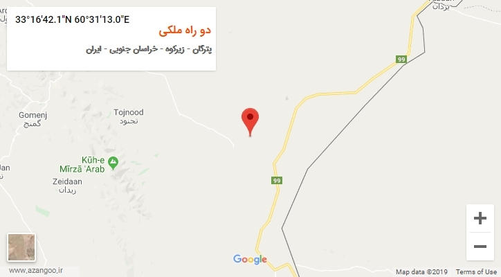 روستای دو راه ملکی بر روی نقشه