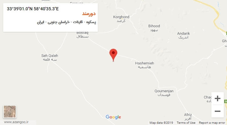 روستای دورمند بر روی نقشه