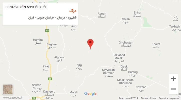 روستای دزگ بر روی نقشه