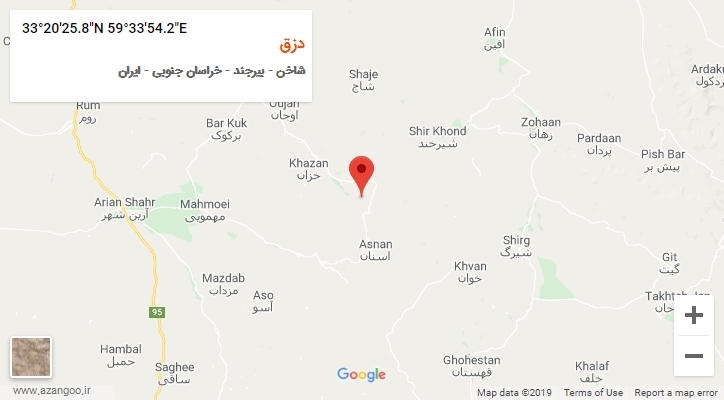 روستای دزق بر روی نقشه