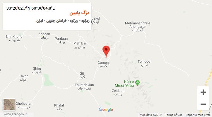 روستای دزگ پایین بر روی نقشه
