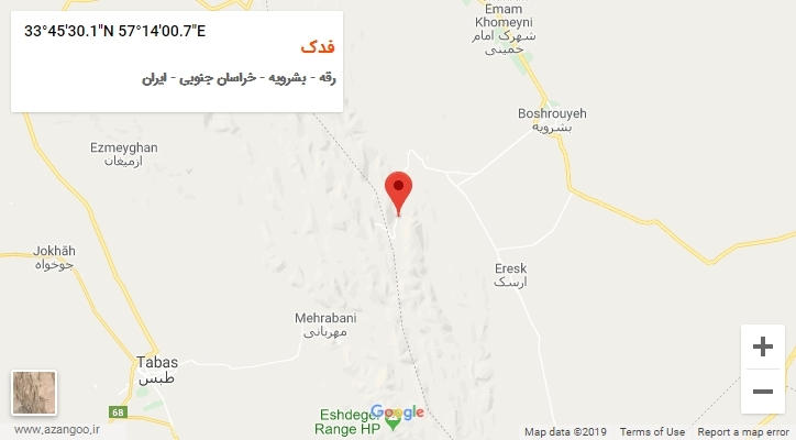 روستای فدک بر روی نقشه