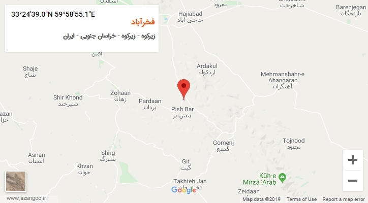 روستای فخرآباد بر روی نقشه