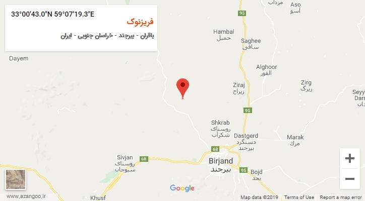 روستای فریزنوک بر روی نقشه