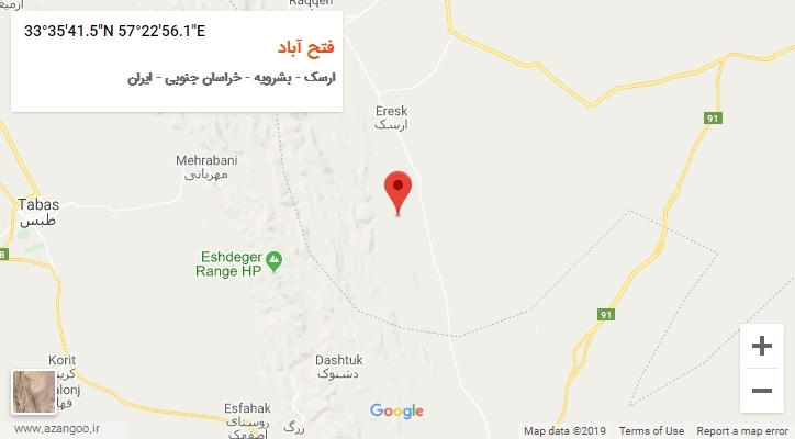 روستای فتح آباد بر روی نقشه