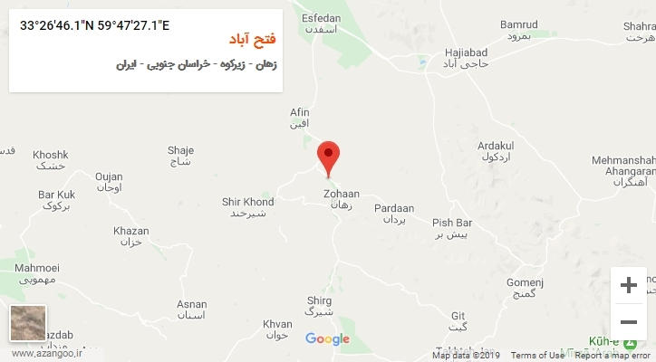 روستای فتح آباد بر روی نقشه