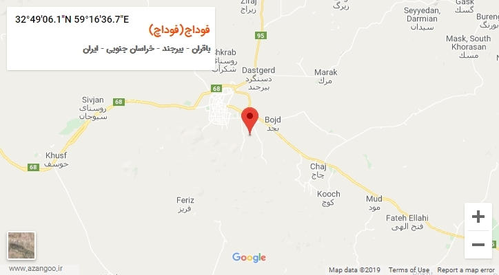 روستای فوداج(فوداچ) بر روی نقشه