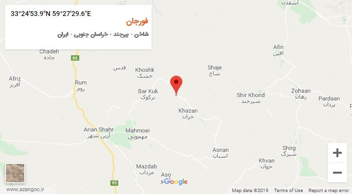 روستای فورجان بر روی نقشه